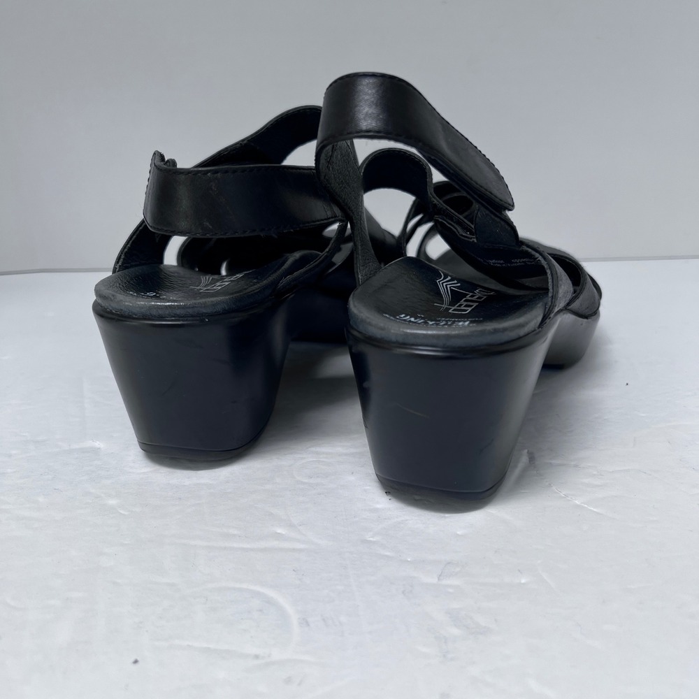 Dansko Black Leather Multi Strap Wedge Sandals Slingback Womens 40 - Picture 2 of 8